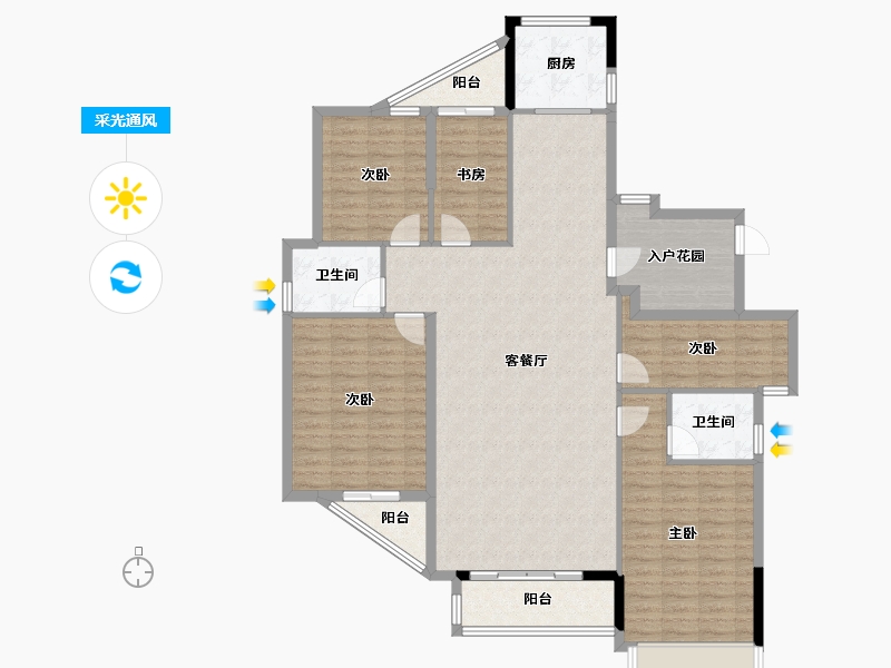 浙江省-温州市-乐清金海湾花苑-145.19-户型库-采光通风