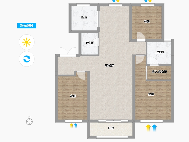 宁夏回族自治区-银川市-翡翠中央-100.69-户型库-采光通风