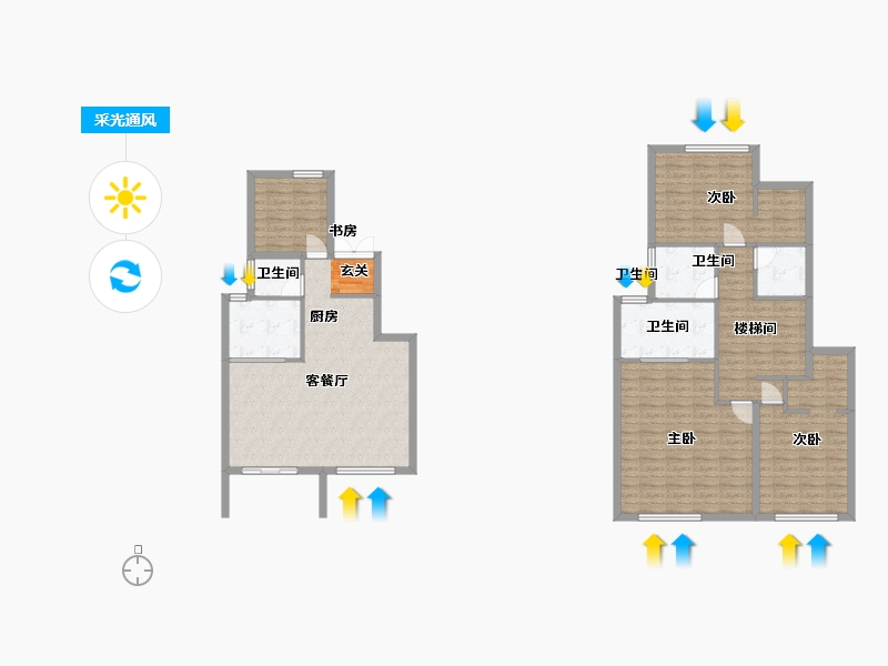 浙江省-宁波市-华宇旭辉锦山府-135.10-户型库-采光通风