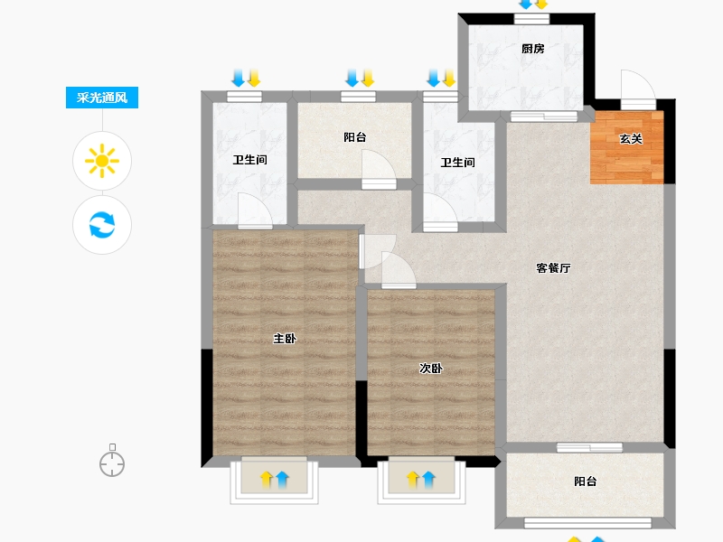 浙江省-宁波市-海湾金茂悦-84.01-户型库-采光通风