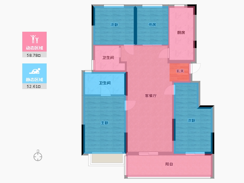 浙江省-宁波市-合能枫丹江宁-99.61-户型库-动静分区