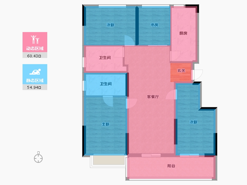 浙江省-宁波市-合能枫丹江宁-103.51-户型库-动静分区