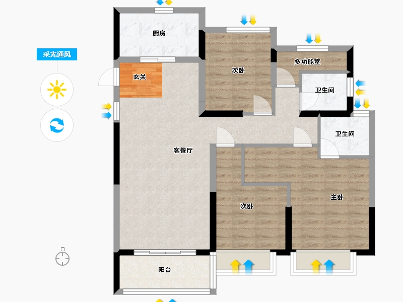 浙江省-宁波市-中骏合景府-92.01-户型库-采光通风