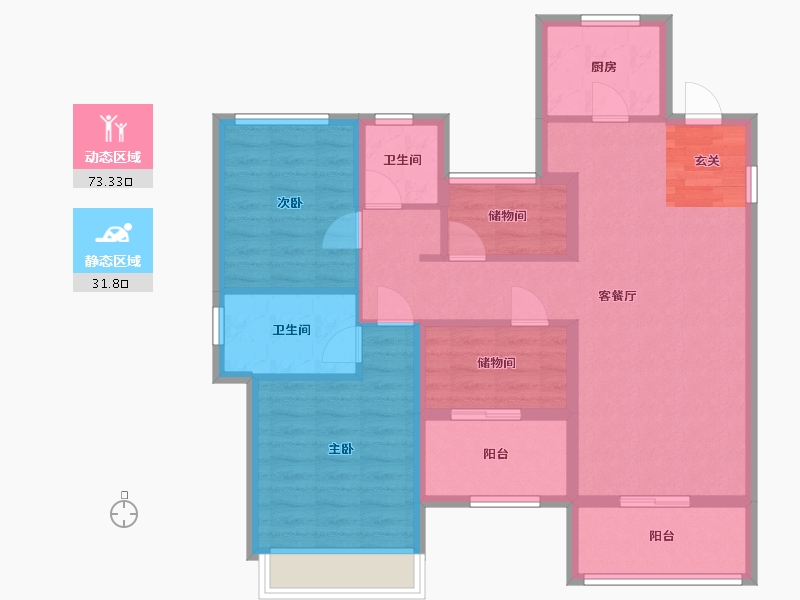 浙江省-宁波市-云山新语（云立方）-93.58-户型库-动静分区