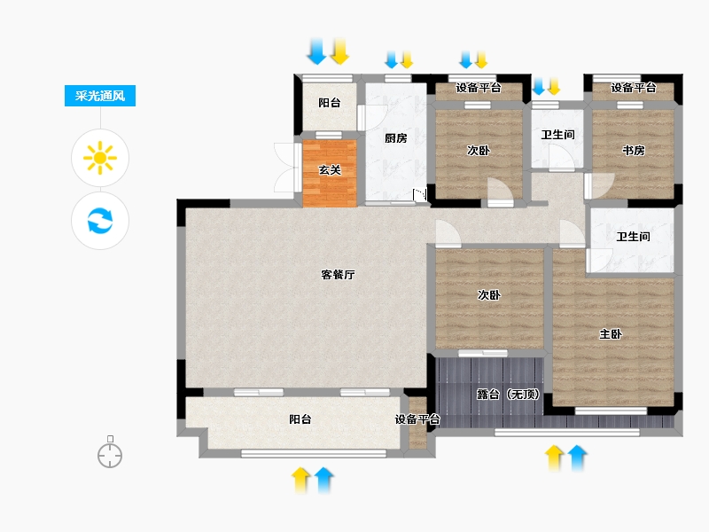 浙江省-宁波市-吾悦首府-128.11-户型库-采光通风