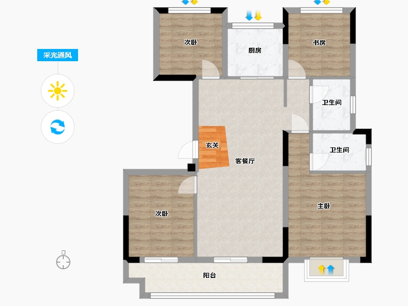 浙江省-宁波市-华鸿大发誉林府-97.02-户型库-采光通风