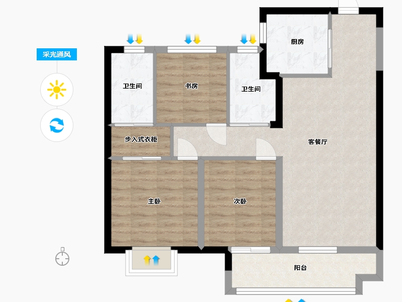 江西省-南昌市-绿地香颂-80.00-户型库-采光通风