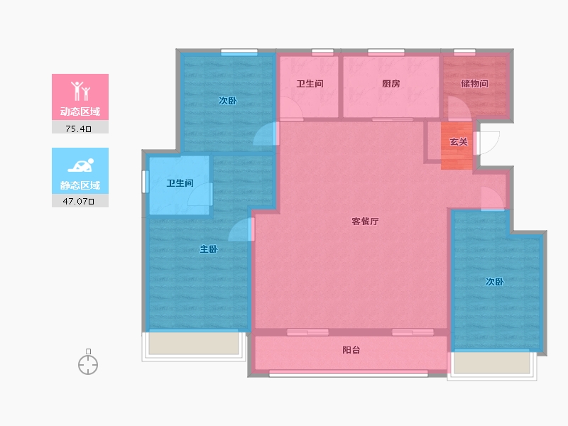 浙江省-宁波市-绿城招商・明月江南-110.73-户型库-动静分区