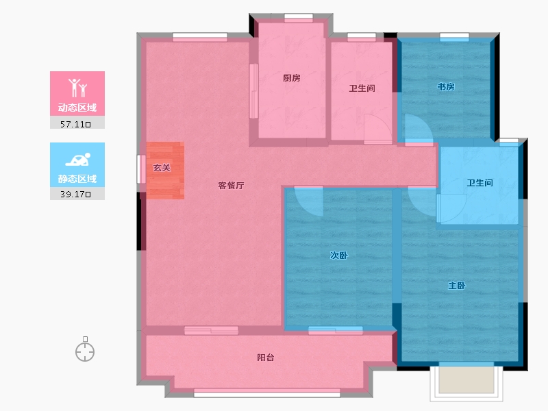 浙江省-宁波市-湖成大境-86.01-户型库-动静分区