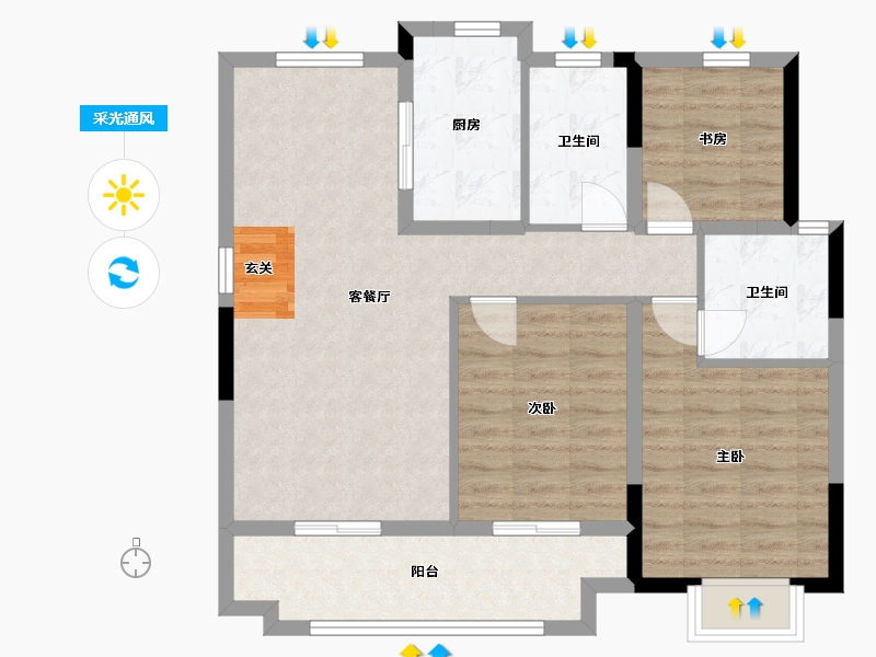 浙江省-宁波市-湖成大境-86.01-户型库-采光通风