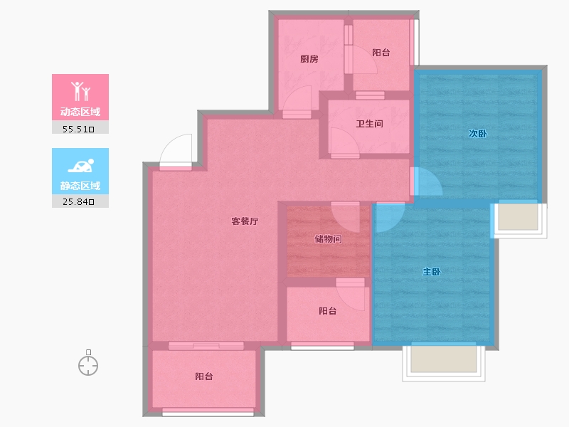 四川省-成都市-武阳郡邸-71.66-户型库-动静分区