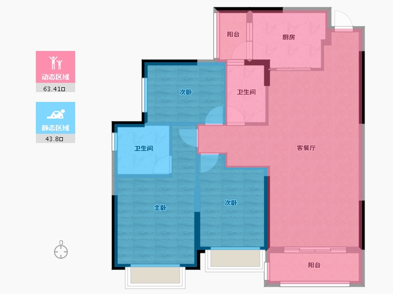 重庆-重庆市-恒大麓山湖-96.67-户型库-动静分区