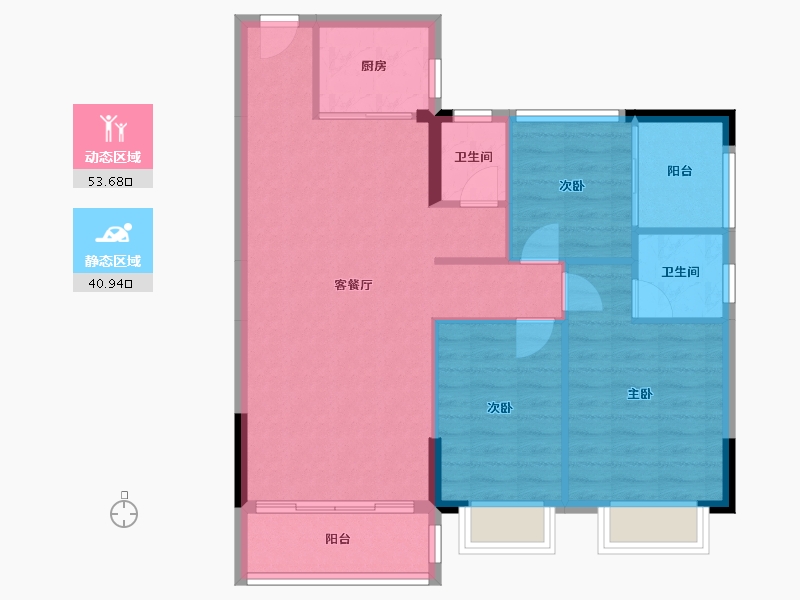 湖南省-郴州市-竹园新城-86.19-户型库-动静分区