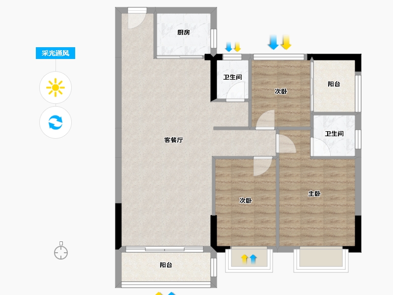 湖南省-郴州市-竹园新城-86.19-户型库-采光通风