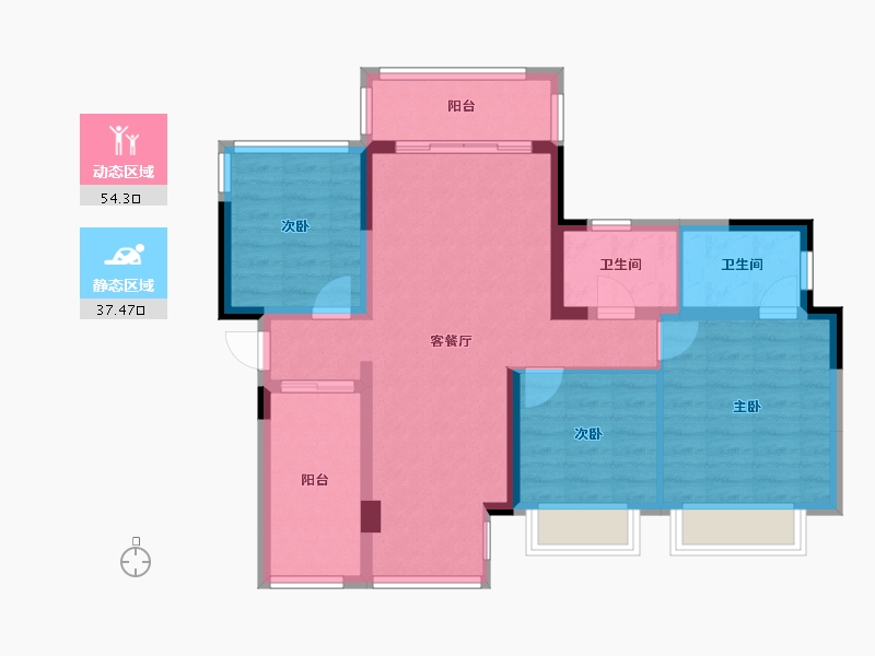 贵州省-贵阳市-中天金融城国际社区1期-81.42-户型库-动静分区