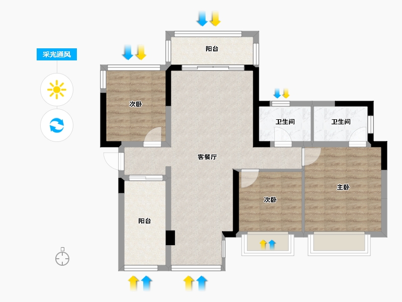 贵州省-贵阳市-中天金融城国际社区1期-81.42-户型库-采光通风