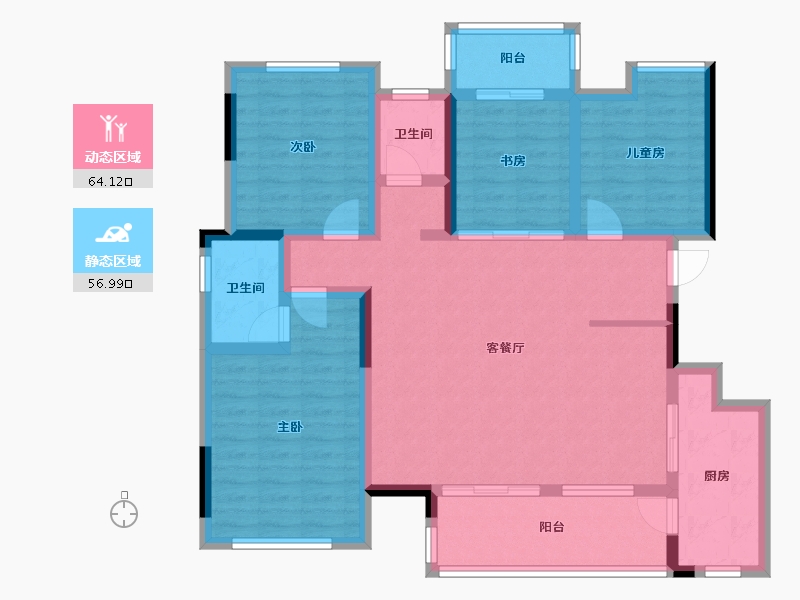 广西壮族自治区-桂林市-彰泰学府-107.72-户型库-动静分区