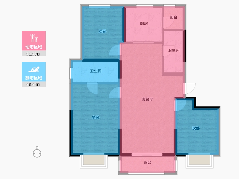 河北省-唐山市-润唐悦府-87.45-户型库-动静分区