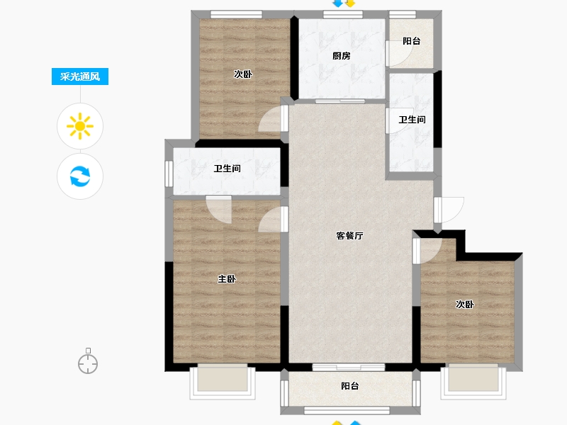 河北省-唐山市-润唐悦府-87.45-户型库-采光通风