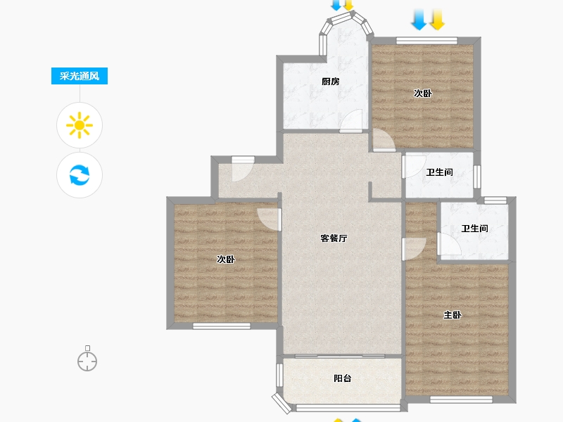 上海-上海市-嘉丰新苑-104.97-户型库-采光通风