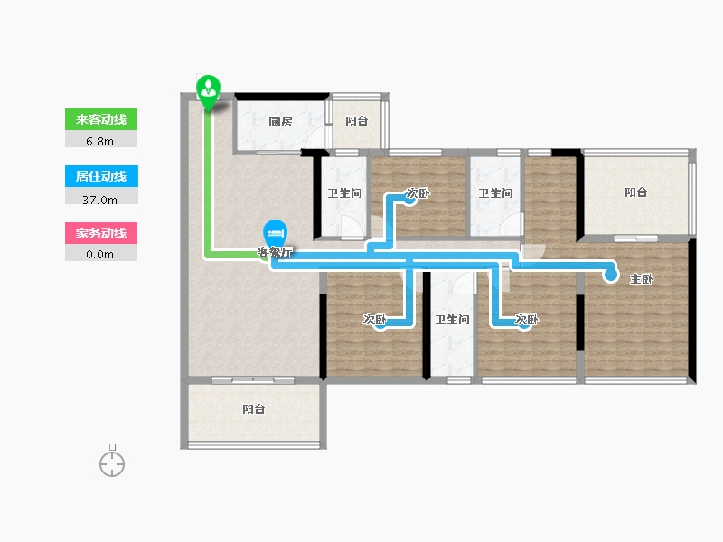 广东省-云浮市-筠城南山春天-140.23-户型库-动静线