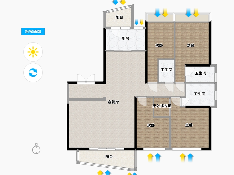 广东省-佛山市-万科水晶城-180.01-户型库-采光通风