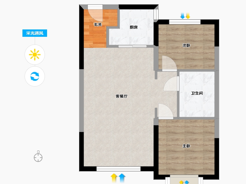 黑龙江省-哈尔滨市-融创・达仁印象宸院-53.82-户型库-采光通风