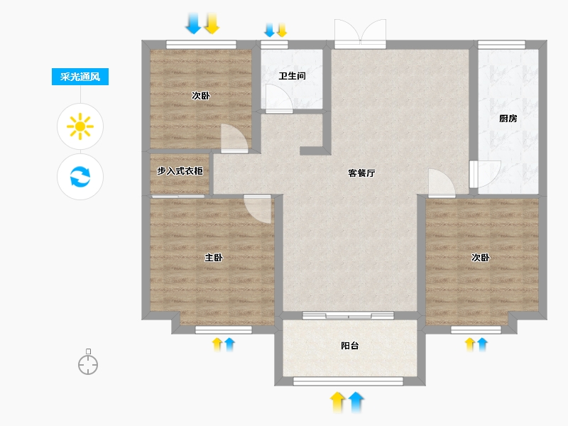 江苏省-连云港市-赣榆区美林富贵世家15栋1103-95.00-户型库-采光通风