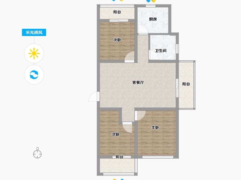 安徽省-淮北市-辉业家园-93.00-户型库-采光通风