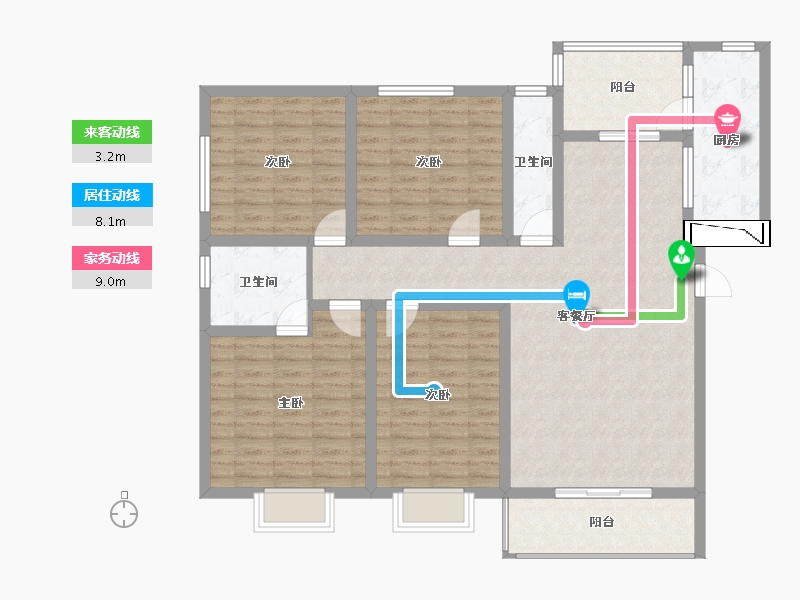 陕西省-西安市-安成御花园-124.32-户型库-动静线