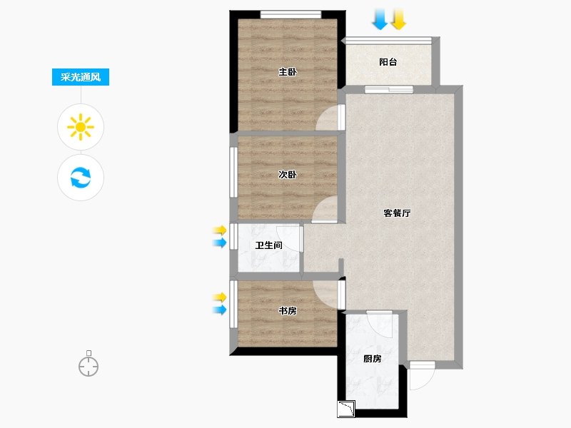 四川省-成都市-万科悦海园-63.62-户型库-采光通风