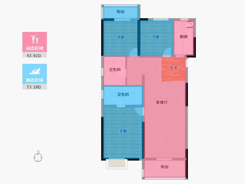 湖北省-武汉市-电建地产�吃糜�府-104.57-户型库-动静分区