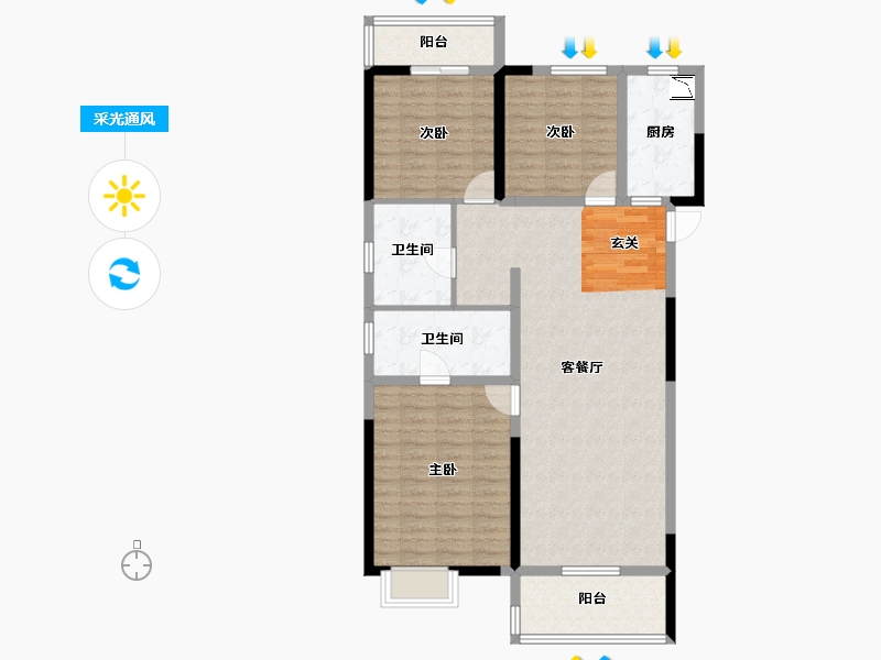 湖北省-武汉市-电建地产�吃糜�府-104.57-户型库-采光通风