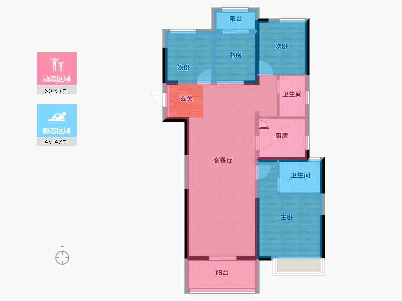 湖北省-武汉市-五矿万境水岸-94.49-户型库-动静分区