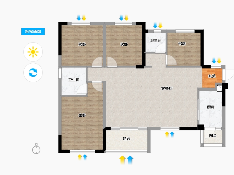 四川省-成都市-奥园天骄-102.08-户型库-采光通风