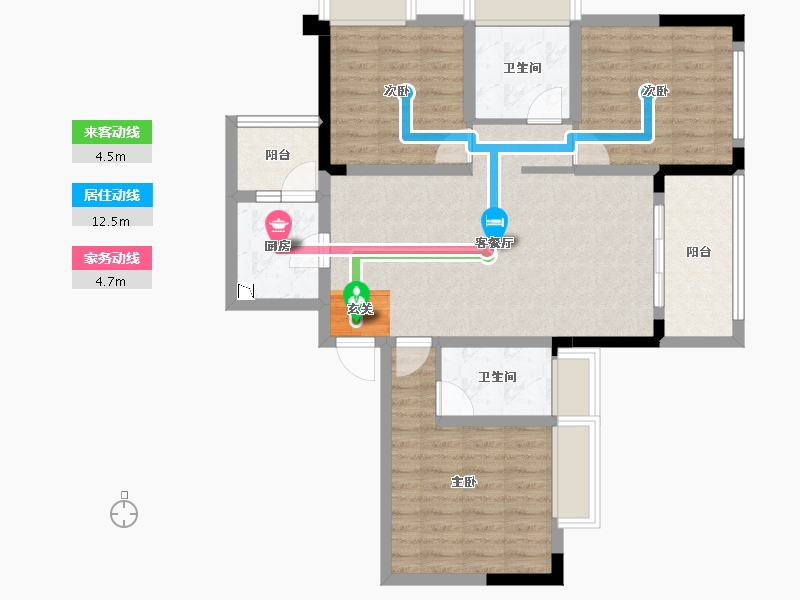 四川省-成都市-王府花园御锦苑-86.92-户型库-动静线