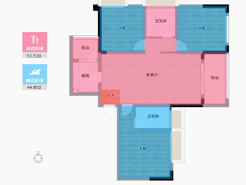 四川省-成都市-王府花园御锦苑-86.92-户型库-动静分区