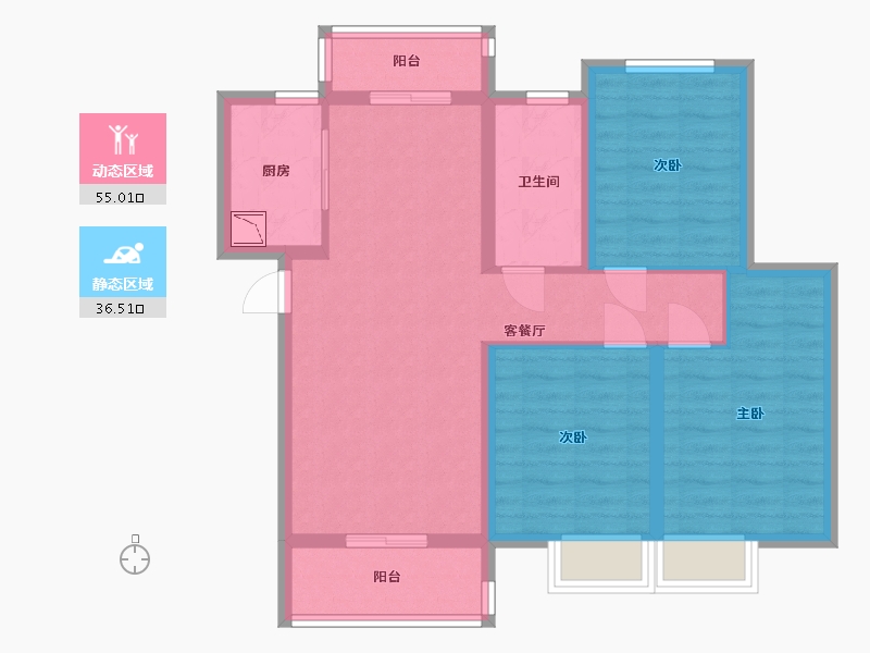 河南省-漯河市-城市花园1期-80.87-户型库-动静分区