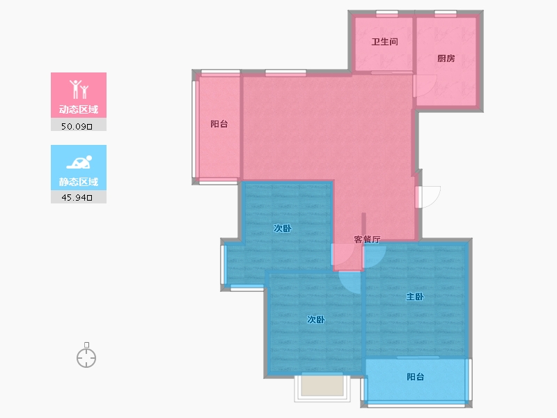 上海-上海市-浦发绿城2079弄-87.14-户型库-动静分区