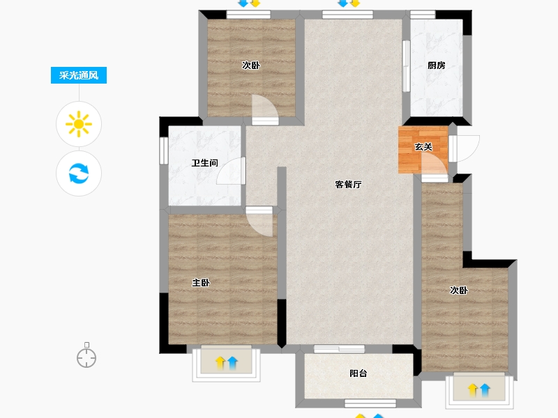 安徽省-合肥市-信达万振东方樾府-82.58-户型库-采光通风