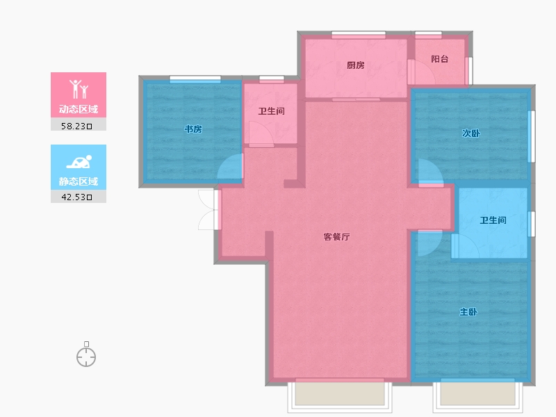 天津-天津市-富力又一城-90.08-户型库-动静分区