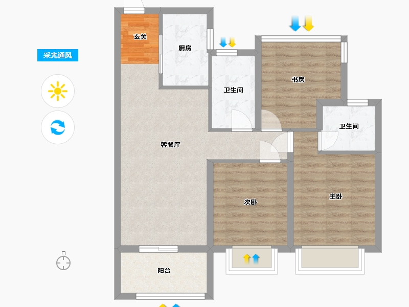 安徽省-合肥市-滨湖金茂悦-76.30-户型库-采光通风