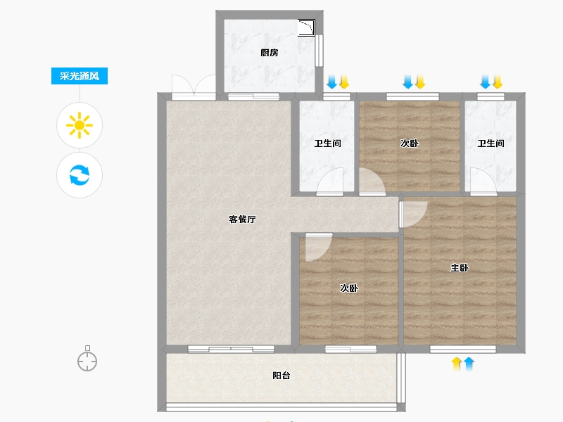 陕西省-宝鸡市-海澜湾-87.20-户型库-采光通风