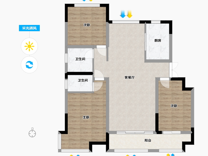 山东省-泰安市-帝景郦城-99.28-户型库-采光通风