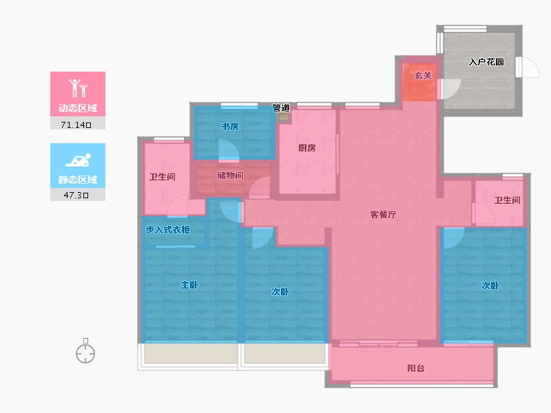 浙江省-宁波市-雅戈尔江上花园二期-112.66-户型库-动静分区