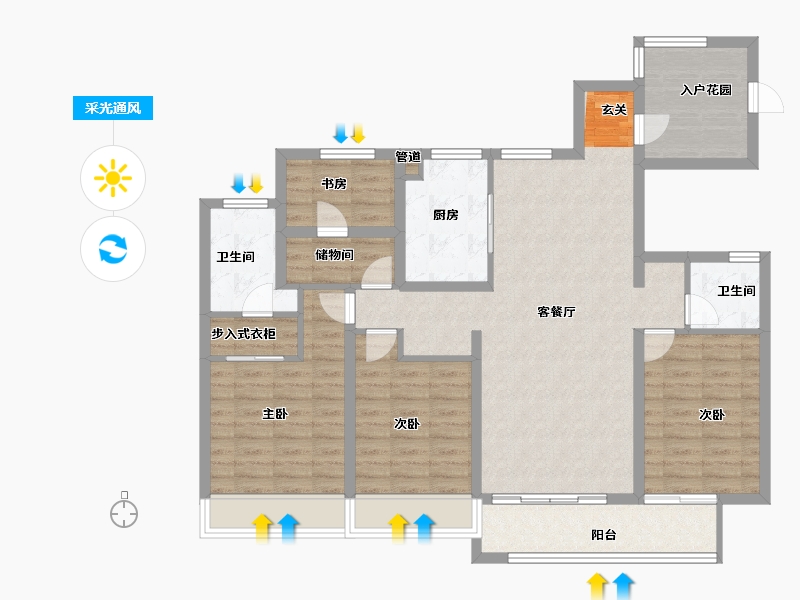 浙江省-宁波市-雅戈尔江上花园二期-112.66-户型库-采光通风