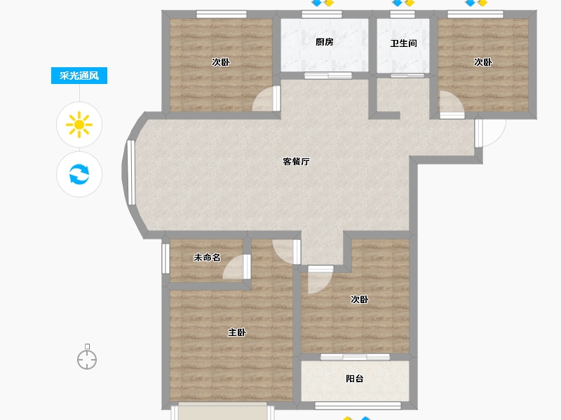 河南省-洛阳市-世纪阳光-104.00-户型库-采光通风