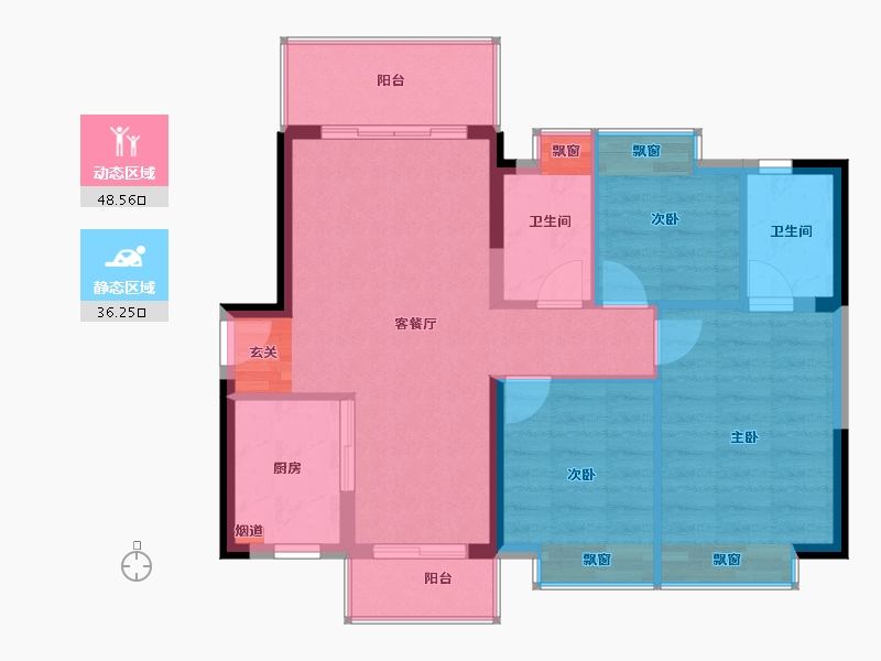 广东省-东莞市-皇庭峰景壹号-77.07-户型库-动静分区