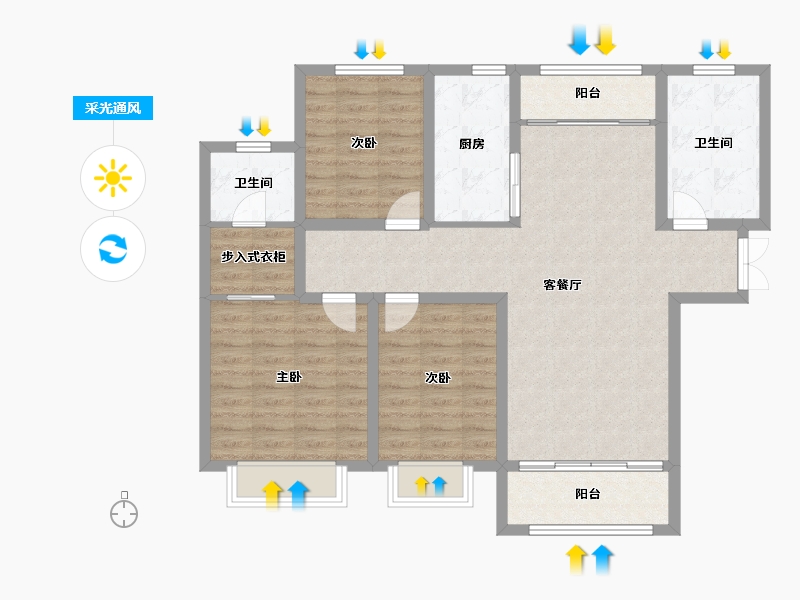 河南省-三门峡市-八方书香苑-100.44-户型库-采光通风