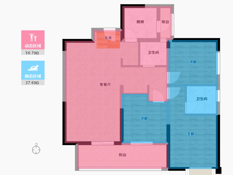 四川省-成都市-中铁城鉴湖栖郡-83.89-户型库-动静分区